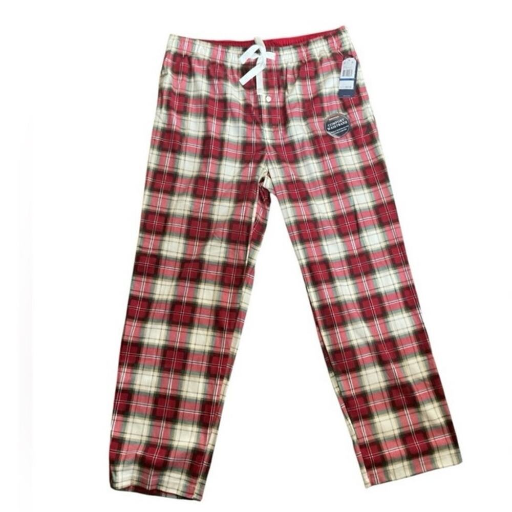 Nautica Men’s Plaid Flannel Pajama Pants Red Green XL Sleepwear NWT